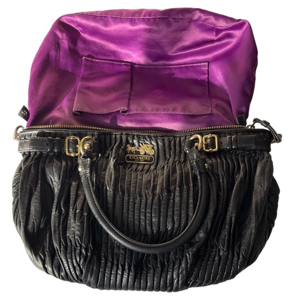 Coach Vintage Black Pleated Leather Sophia Madison Bag. - Picture 5 of 8